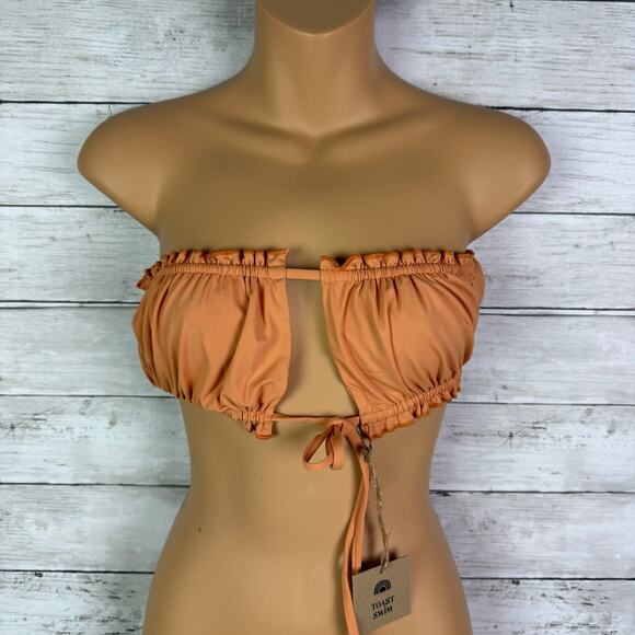 Free People Other - Free People X Toast Swim Ruffled Bandeau Bikini Top Sandstone Size Large